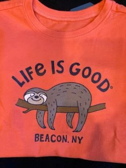 Life Is Good LIG Custom Kids Sloth TeeOrang